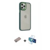 MARSİLYAN™- iPhone 12 Pro Max Kılıf Eksen Doku Prime - Siyah 3D Antistatik Seramik Nano Ekran Koruyucu + Sierra Blue Shine Kamera Lens Koruma Cam