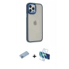 MARSİLYAN™- iPhone 12 Pro Max Kılıf Eksen Doku Prime - Siyah 3D Antistatik Seramik Nano Ekran Koruyucu + Shine Kamera Lens Koruma Cam - MI
