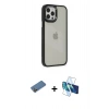 MARSİLYAN™- iPhone 12 Pro Max Kılıf Eksen Doku Prime - Siyah 3D Antistatik Seramik Nano Ekran Koruyucu + Shine Kamera Lens Koruma Cam - GD