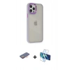 MARSİLYAN™- iPhone 12 Pro Max Kılıf Eksen Doku Prime - Siyah 3D Antistatik Seramik Nano Ekran Koruyucu + Renkli Kamera Lens Koruma Cam - TU