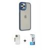 MARSİLYAN™- iPhone 12 Pro Max Kılıf Eksen Doku Prime - Siyah 5D Eko Cam Ekran Koruyucu + Gold Shine Kamera Lens