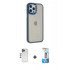 MARSİLYAN™- iPhone 12 Pro Max Kılıf Eksen Doku Prime - Siyah 5D Eko Cam Ekran Koruyucu + Shine Kamera Lens - LT