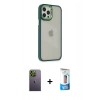 MARSİLYAN™- iPhone 12 Pro Max Kılıf Eksen Doku Prime - Siyah 5D Eko Cam Ekran Koruyucu + Neon Fosforlu Kamera Lens - YL