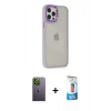 MARSİLYAN™- iPhone 12 Pro Max Kılıf Eksen Doku Prime - Siyah 5D Eko Cam Ekran Koruyucu + Neon Fosforlu Kamera Lens - YL