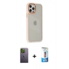 MARSİLYAN™- iPhone 12 Pro Max Kılıf Eksen Doku Prime - Siyah 5D Eko Cam Ekran Koruyucu + Neon Fosforlu Kamera Lens - YL