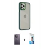 MARSİLYAN™- iPhone 12 Pro Max Kılıf Eksen Doku Prime - Siyah 5D Eko Cam Ekran Koruyucu + Neon Fosforlu Kamera Lens - BZ