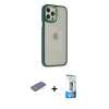 MARSİLYAN™- iPhone 12 Pro Max Kılıf Eksen Doku Prime - Siyah 5D Eko Cam Ekran Koruyucu + Renkli Kamera Lens Koruma Cam - YL