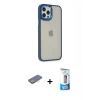 MARSİLYAN™- iPhone 12 Pro Max Kılıf Eksen Doku Prime - Siyah 5D Eko Cam Ekran Koruyucu + Renkli Kamera Lens Koruma Cam - SI