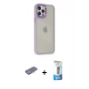 MARSİLYAN™- iPhone 12 Pro Max Kılıf Eksen Doku Prime - Siyah 5D Eko Cam Ekran Koruyucu + Renkli Kamera Lens Koruma Cam - SI