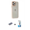 MARSİLYAN™- iPhone 12 Pro Max Kılıf Eksen Doku Prime - Siyah 5D Eko Cam Ekran Koruyucu + Renkli Kamera Lens Koruma Cam - MI