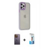MARSİLYAN™- iPhone 12 Pro Max Kılıf Eksen Doku Prime - Siyah 5D Eko Cam Ekran Koruyucu + Sarı Neon Fosforlu Kamera Lens