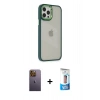 MARSİLYAN™- iPhone 12 Pro Max Kılıf Eksen Doku Prime - Siyah 5D Eko Cam Ekran Koruyucu + Sarı Neon Fosforlu Kamera Lens