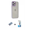 MARSİLYAN™- iPhone 12 Pro Max Kılıf Eksen Doku Prime - Siyah 5D Eko Cam Ekran Koruyucu + Shine Kamera Lens Koruma Cam - PE