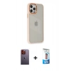 MARSİLYAN™- iPhone 12 Pro Max Kılıf Eksen Doku Prime - Siyah 5D Eko Cam Ekran Koruyucu + Turuncu Neon Fosforlu Kamera Lens