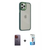 MARSİLYAN™- iPhone 12 Pro Max Kılıf Eksen Doku Prime - Siyah 5D Eko Cam Ekran Koruyucu + Turuncu Neon Fosforlu Kamera Lens