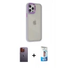MARSİLYAN™- iPhone 12 Pro Max Kılıf Eksen Doku Prime - Siyah 5D Eko Cam Ekran Koruyucu + Turuncu Neon Fosforlu Kamera Lens