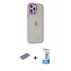 MARSİLYAN™- iPhone 12 Pro Max Kılıf Eksen Doku Prime - Siyah 5D Eko Cam Ekran Koruyucu + Turuncu Renkli Kamera Lens Koruma Cam