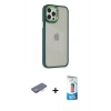 MARSİLYAN™- iPhone 12 Pro Max Kılıf Eksen Doku Prime - Siyah 5D Eko Cam Ekran Koruyucu + Turuncu Renkli Kamera Lens Koruma Cam