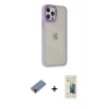 MARSİLYAN™- iPhone 12 Pro Max Kılıf Eksen Doku Prime - Siyah 6D Mat Seramik Hayalet Nano Ekran Koruyucu + Kırmızı Metal Kamera Lens Koruma Cam