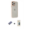MARSİLYAN™- iPhone 12 Pro Max Kılıf Eksen Doku Prime - Siyah 6D Mat Seramik Hayalet Nano Ekran Koruyucu + Gold Metal Kamera Lens Koruma Cam