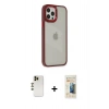 MARSİLYAN™- iPhone 12 Pro Max Kılıf Eksen Doku Prime - Siyah 6D Mat Seramik Hayalet Nano Ekran Koruyucu + Gold Shine Kamera Lens