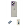 MARSİLYAN™- iPhone 12 Pro Max Kılıf Eksen Doku Prime - Siyah 6D Mat Seramik Hayalet Nano Ekran Koruyucu + Siyah Shine Kamera Lens Koruma Cam