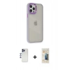 MARSİLYAN™- iPhone 12 Pro Max Kılıf Eksen Doku Prime - Siyah 6D Mat Seramik Hayalet Nano Ekran Koruyucu + Shine Kamera Lens - LT