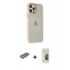 MARSİLYAN™- iPhone 12 Pro Max Kılıf Eksen Doku Prime - Siyah 6D Mat Seramik Hayalet Nano Ekran Koruyucu + Renkli Kamera Lens Koruma Cam - SI