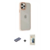 MARSİLYAN™- iPhone 12 Pro Max Kılıf Eksen Doku Prime - Siyah 6D Mat Seramik Hayalet Nano Ekran Koruyucu + Mavi Renkli Kamera Lens Koruma Cam