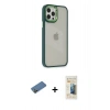 MARSİLYAN™- iPhone 12 Pro Max Kılıf Eksen Doku Prime - Siyah 6D Mat Seramik Hayalet Nano Ekran Koruyucu + Shine Kamera Lens Koruma Cam - GD