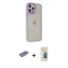 MARSİLYAN™- iPhone 12 Pro Max Kılıf Eksen Doku Prime - Siyah 6D Mat Seramik Hayalet Nano Ekran Koruyucu + Renkli Kamera Lens Koruma Cam - SI