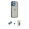 MARSİLYAN™- iPhone 12 Pro Max Kılıf Eksen Doku Prime - Siyah 6D Mat Seramik Hayalet Nano Ekran Koruyucu + Shine Kamera Lens Koruma Cam - GD