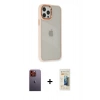 MARSİLYAN™- iPhone 12 Pro Max Kılıf Eksen Doku Prime - Siyah 6D Mat Seramik Hayalet Nano Ekran Koruyucu + Neon Fosforlu Kamera Lens - TU