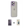 MARSİLYAN™- iPhone 12 Pro Max Kılıf Eksen Doku Prime - Siyah 6D Mat Seramik Hayalet Nano Ekran Koruyucu + Neon Fosforlu Kamera Lens - BZ