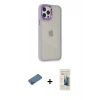 MARSİLYAN™- iPhone 12 Pro Max Kılıf Eksen Doku Prime - Siyah 6D Mat Seramik Hayalet Nano Ekran Koruyucu + Shine Kamera Lens Koruma Cam - GD
