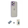 MARSİLYAN™- iPhone 12 Pro Max Kılıf Eksen Doku Prime - Siyah 6D Mat Seramik Hayalet Nano Ekran Koruyucu + Siyah Metal Kamera Lens Koruma Cam