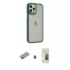 MARSİLYAN™- iPhone 12 Pro Max Kılıf Eksen Doku Prime - Siyah 6D Mat Seramik Hayalet Nano Ekran Koruyucu + Shine Kamera Lens Koruma Cam - SABE