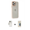 MARSİLYAN™- iPhone 12 Pro Max Kılıf Eksen Doku Prime - Siyah 6D Mat Seramik Hayalet Nano Ekran Koruyucu + Gold Shine Kamera Lens