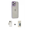 MARSİLYAN™- iPhone 12 Pro Max Kılıf Eksen Doku Prime - Siyah 6D Mat Seramik Hayalet Nano Ekran Koruyucu + Gold Shine Kamera Lens