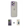 MARSİLYAN™- iPhone 12 Pro Max Kılıf Eksen Doku Prime - Siyah 6D Mat Seramik Hayalet Nano Ekran Koruyucu + Neon Fosforlu Kamera Lens - YL