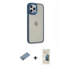 MARSİLYAN™- iPhone 12 Pro Max Kılıf Eksen Doku Prime - Siyah 6D Mat Seramik Hayalet Nano Ekran Koruyucu + Shine Kamera Lens Koruma Cam - GS