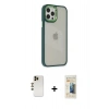 MARSİLYAN™- iPhone 12 Pro Max Kılıf Eksen Doku Prime - Siyah 6D Mat Seramik Hayalet Nano Ekran Koruyucu + Gold Shine Kamera Lens
