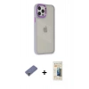 MARSİLYAN™- iPhone 12 Pro Max Kılıf Eksen Doku Prime - Siyah 6D Mat Seramik Hayalet Nano Ekran Koruyucu + Gold Metal Kamera Lens Koruma Cam