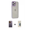MARSİLYAN™- iPhone 12 Pro Max Kılıf Eksen Doku Prime - Siyah 6D Mat Seramik Hayalet Nano Ekran Koruyucu + Neon Fosforlu Kamera Lens - SI
