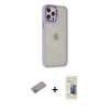 MARSİLYAN™- iPhone 12 Pro Max Kılıf Eksen Doku Prime - Siyah 6D Mat Seramik Hayalet Nano Ekran Koruyucu + Shine Kamera Lens Koruma Cam - SABE
