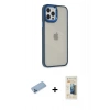 MARSİLYAN™- iPhone 12 Pro Max Kılıf Eksen Doku Prime - Siyah 6D Mat Seramik Hayalet Nano Ekran Koruyucu + Shine Kamera Lens Koruma Cam - MI