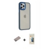 MARSİLYAN™- iPhone 12 Pro Max Kılıf Eksen Doku Prime - Siyah 6D Mat Seramik Hayalet Nano Ekran Koruyucu + Shine Kamera Lens Koruma Cam - SABE