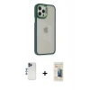 MARSİLYAN™- iPhone 12 Pro Max Kılıf Eksen Doku Prime - Siyah 6D Mat Seramik Hayalet Nano Ekran Koruyucu + Shine Kamera Lens - LT