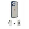 MARSİLYAN™- iPhone 12 Pro Max Kılıf Eksen Doku Prime - Siyah Bilvis Hayalet Cam Ekran Koruyucu + Shine Kamera Lens - GD