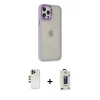 MARSİLYAN™- iPhone 12 Pro Max Kılıf Eksen Doku Prime - Siyah Bilvis Hayalet Cam Ekran Koruyucu + Shine Kamera Lens - GD